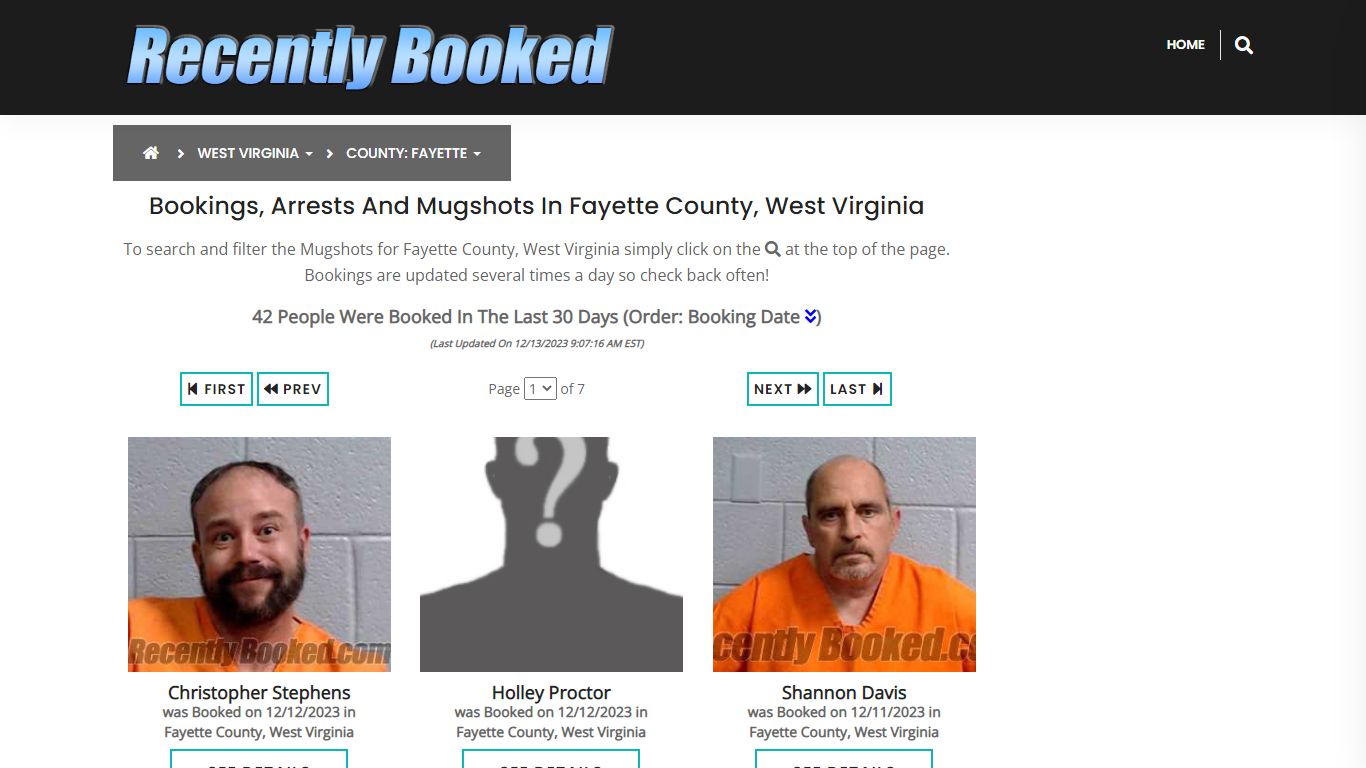 Bookings, Arrests and Mugshots in Fayette County, West Virginia